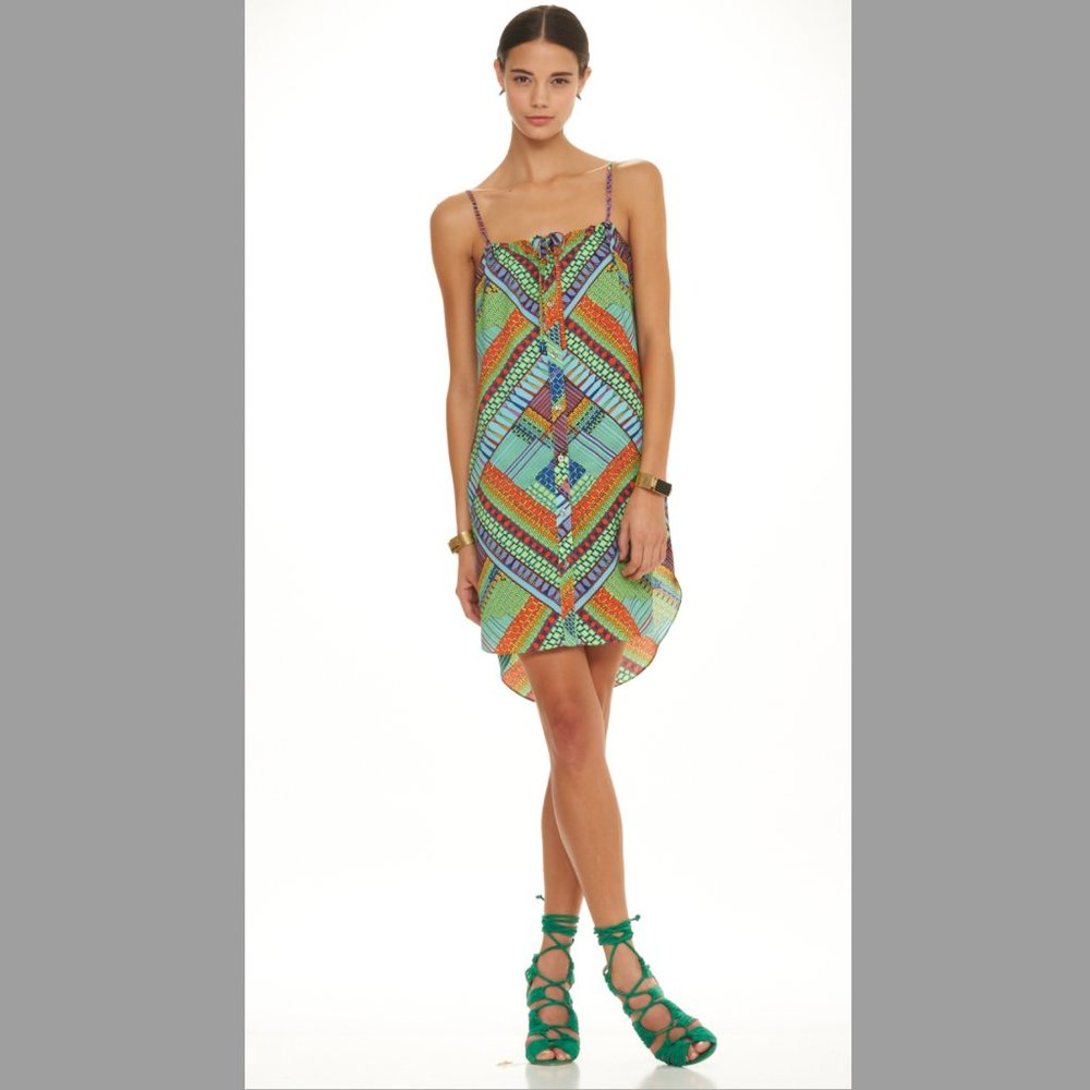 Mara Hoffman | Short Easy Dress | M | Turquoise Kasuri Print